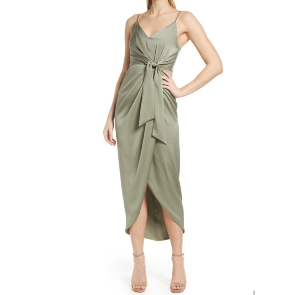 Shona Joy Lux Tie Front Cocktail Dress - Eucalyptus